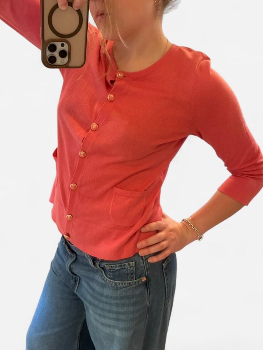 vintage peach juicy couture button up cardigan